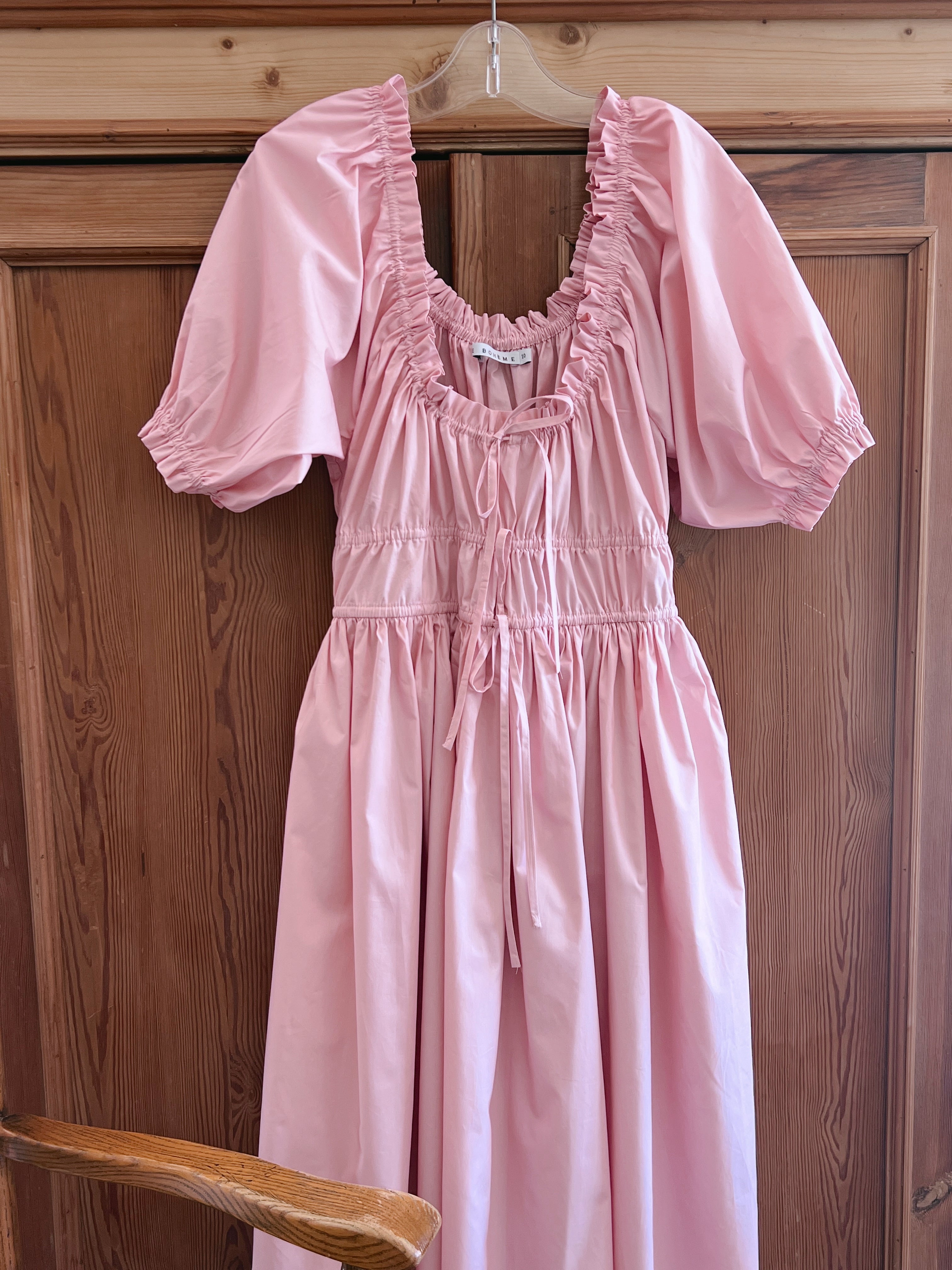 elle boheme pure cotton poplin midi dress romantic style and vintage silhouette