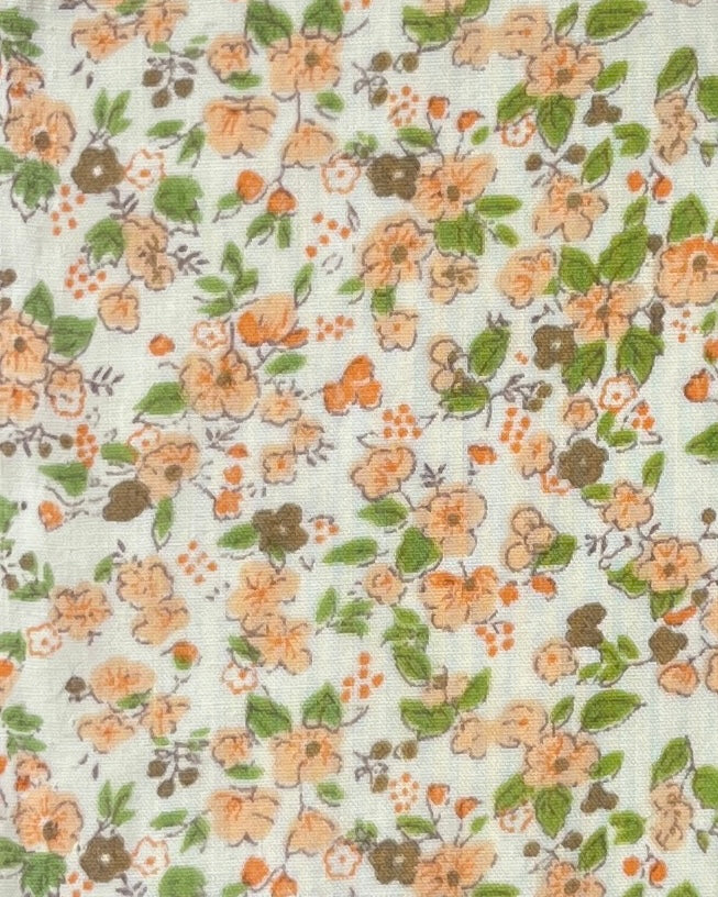 Floral pattern with orange and green flowers on a light background