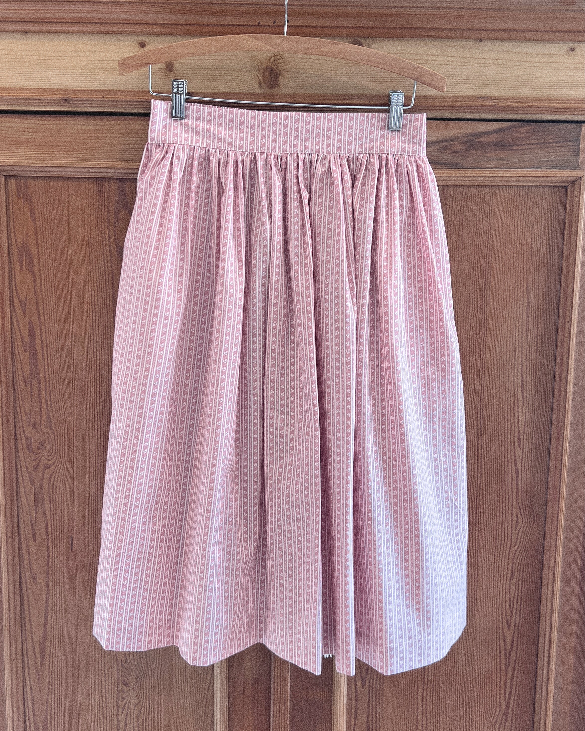 elle boheme spring summer romantic style high waist cotton midi skirt with striped floral retro wallpaper patten inspired.